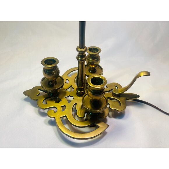 Prestigious Chapman Brass Bouillotte Table Lamp Candelabra  Dual Light 1972 - Picture 4 of 14